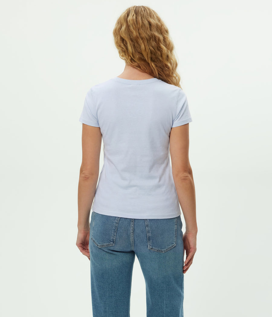Nikki V-Neck Tee in SPLASH Blue  Back View #SPLASH