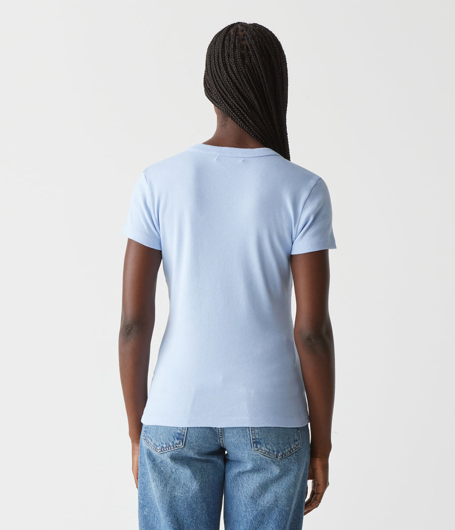 Nikki V-Neck Tee in Water Blue Back View #WATER