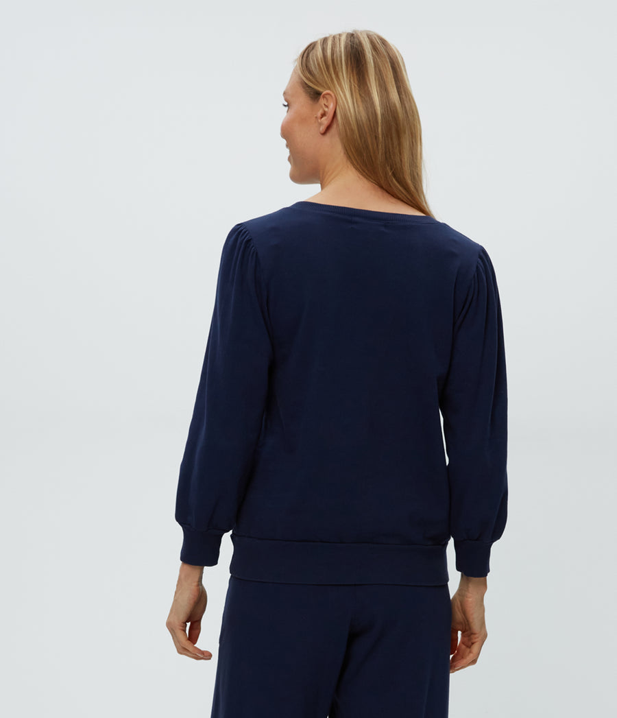 Kit V-Neck Sweatshirt in Nocturnal Blue Back View #NOCTURNAL