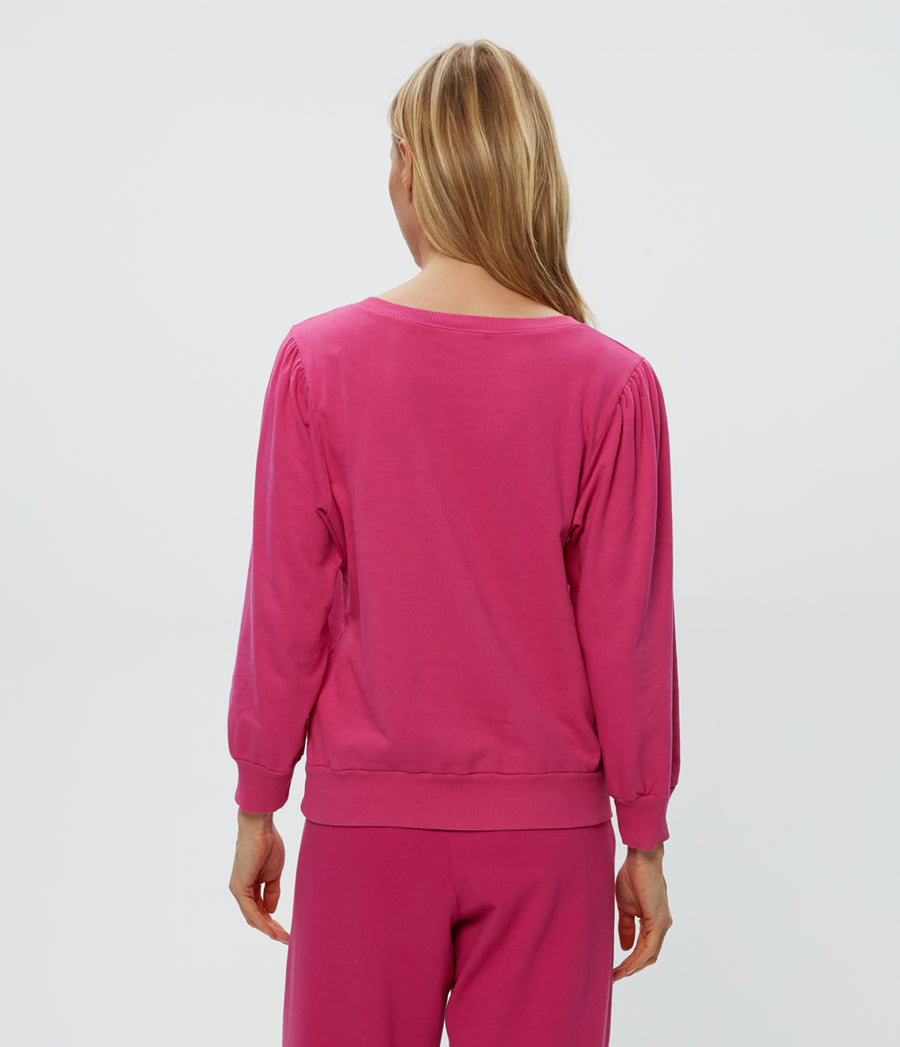 Kit V-Neck Sweatshirt in Pitaya Pink Back View #PITAYA