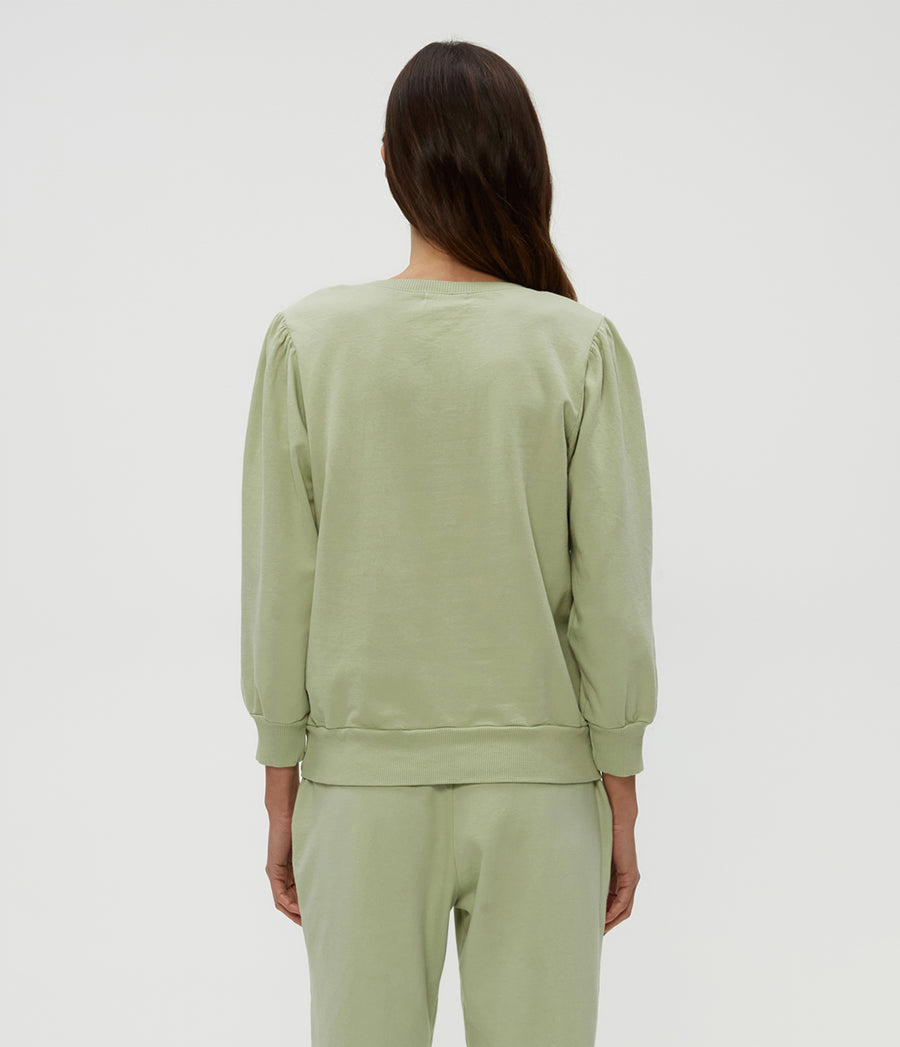 Kit V-Neck Sweatshirt in Seacrest Green Back View #SEACREST
