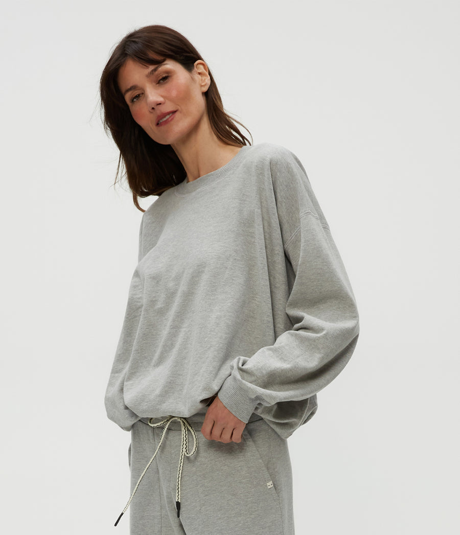 Mariah Bubble Sweatshirt in Heather Grey Grey Side View #HEATHER GREY