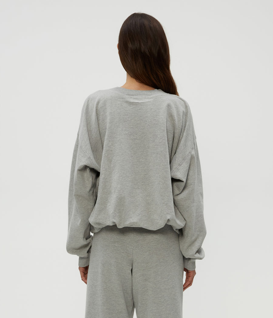 Mariah Bubble Sweatshirt in Heather Grey Grey Back View #HEATHER GREY