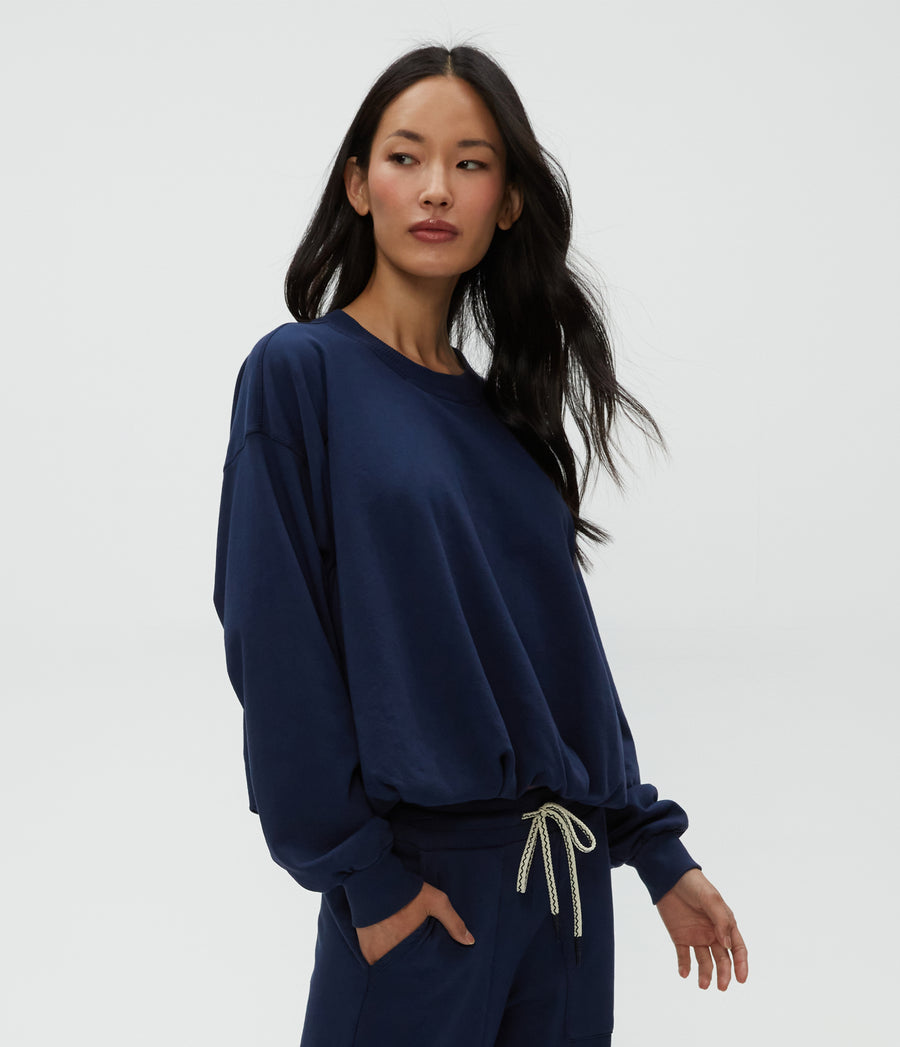Mariah Bubble Sweatshirt in Nocturnal Blue Side View #NOCTURNAL
