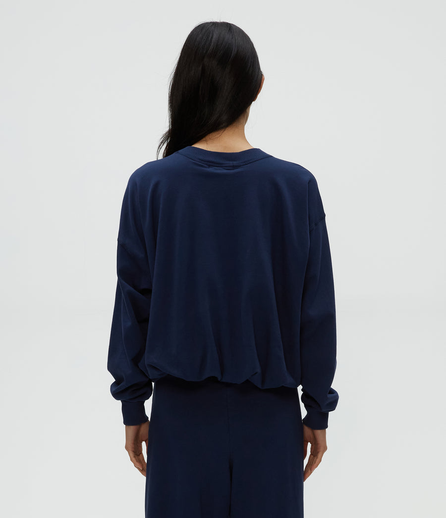 Mariah Bubble Sweatshirt in Nocturnal Blue Back View #NOCTURNAL