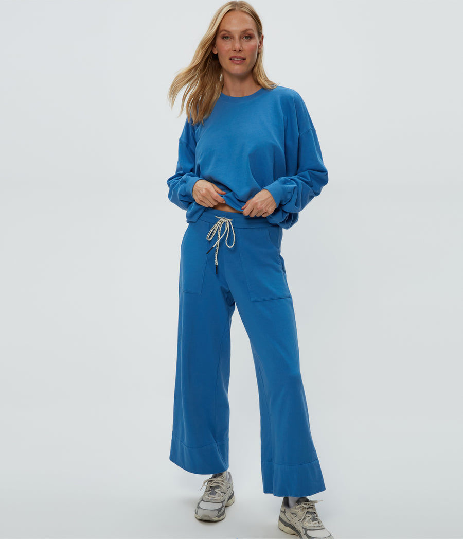 Mariah Bubble Sweatshirt in Ocean Blue Full Body View #OCEAN