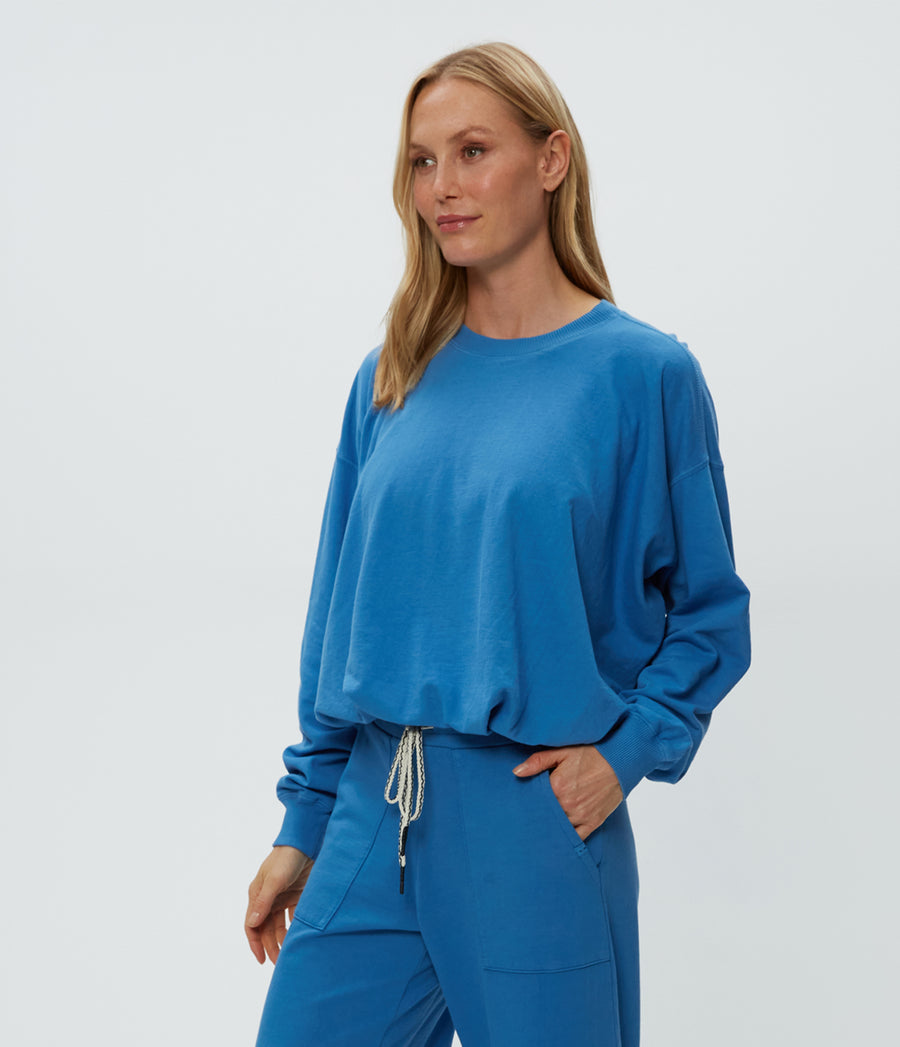Mariah Bubble Sweatshirt in Ocean Blue Side View #OCEAN