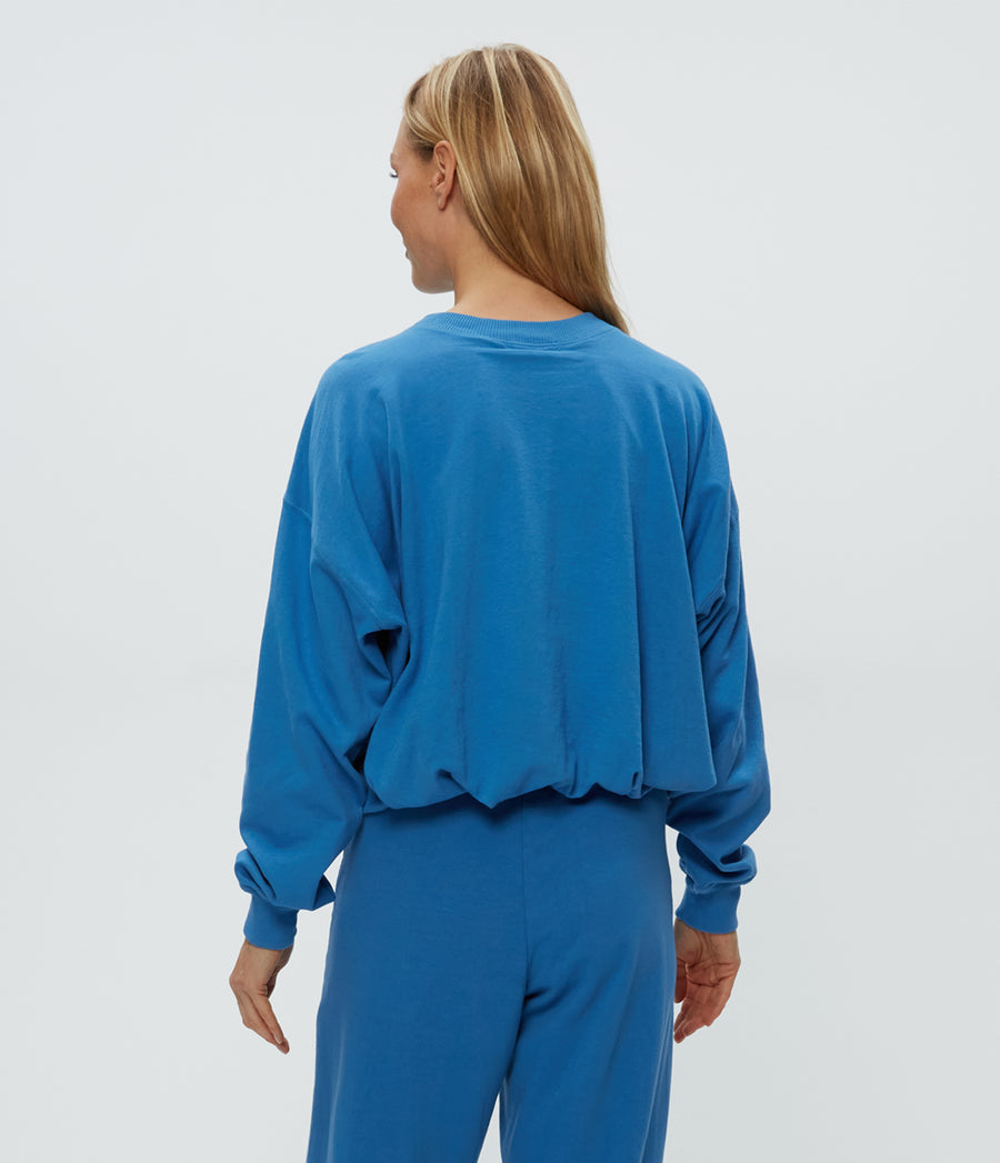 Mariah Bubble Sweatshirt in Ocean Blue Back View #OCEAN