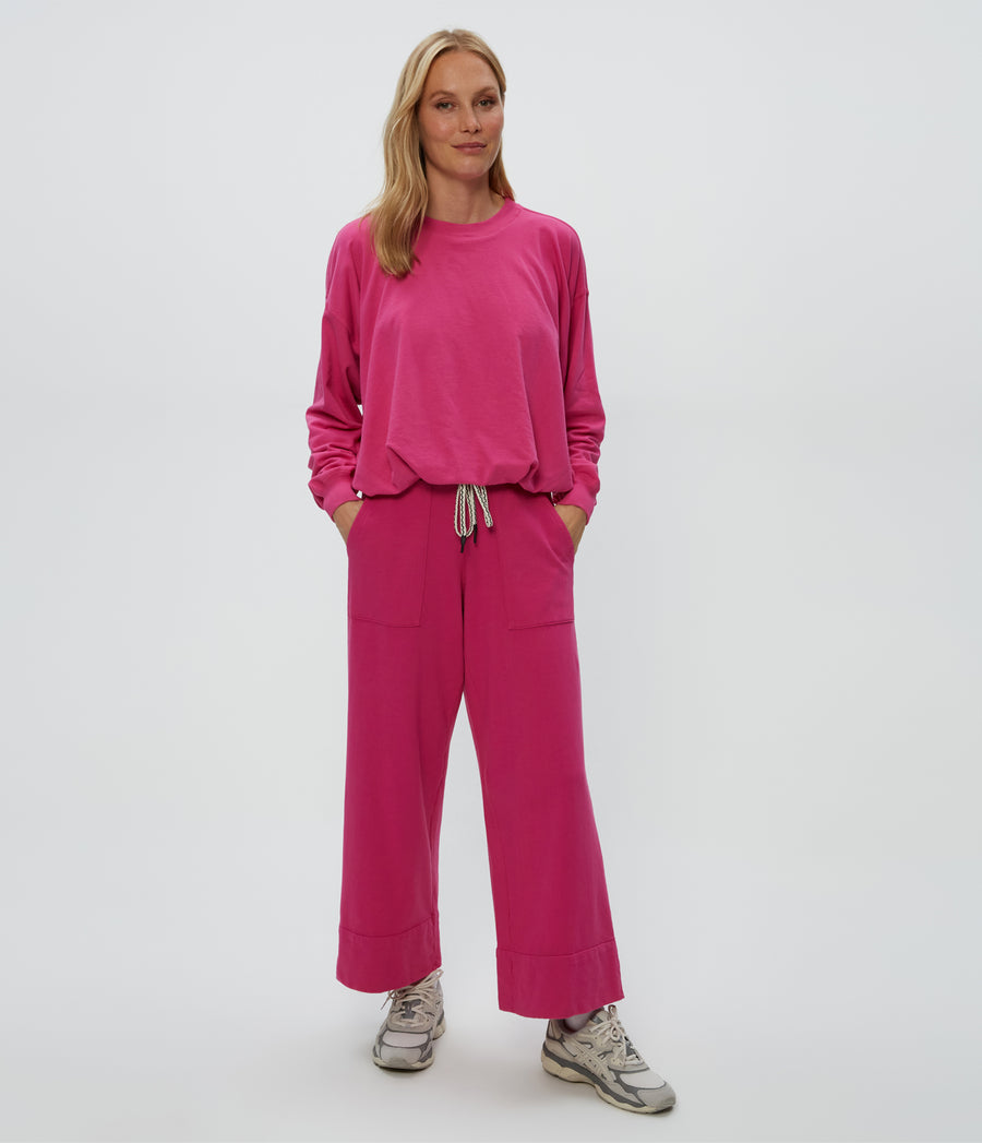 Mariah Bubble Sweatshirt in Pitaya Pink Full Body View #PITAYA