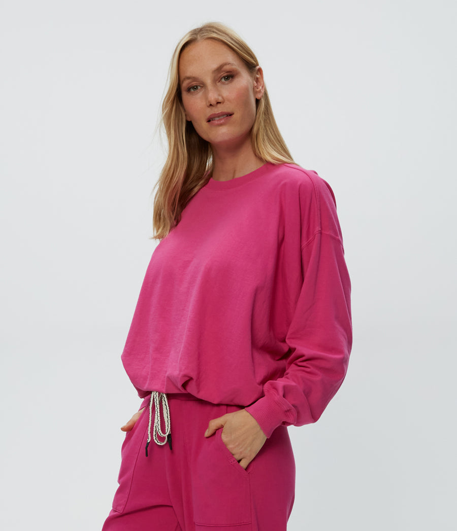 Mariah Bubble Sweatshirt in Pitaya Pink Side View #PITAYA
