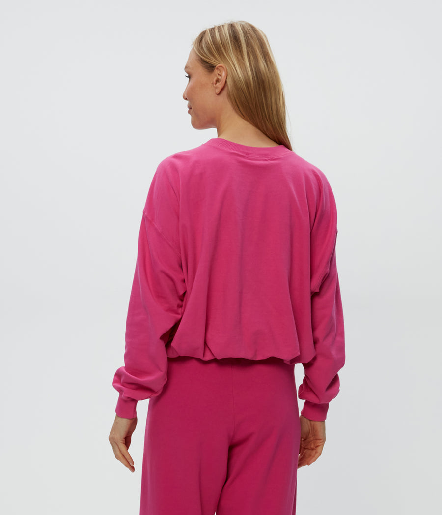 Mariah Bubble Sweatshirt in Pitaya Pink Back View #PITAYA