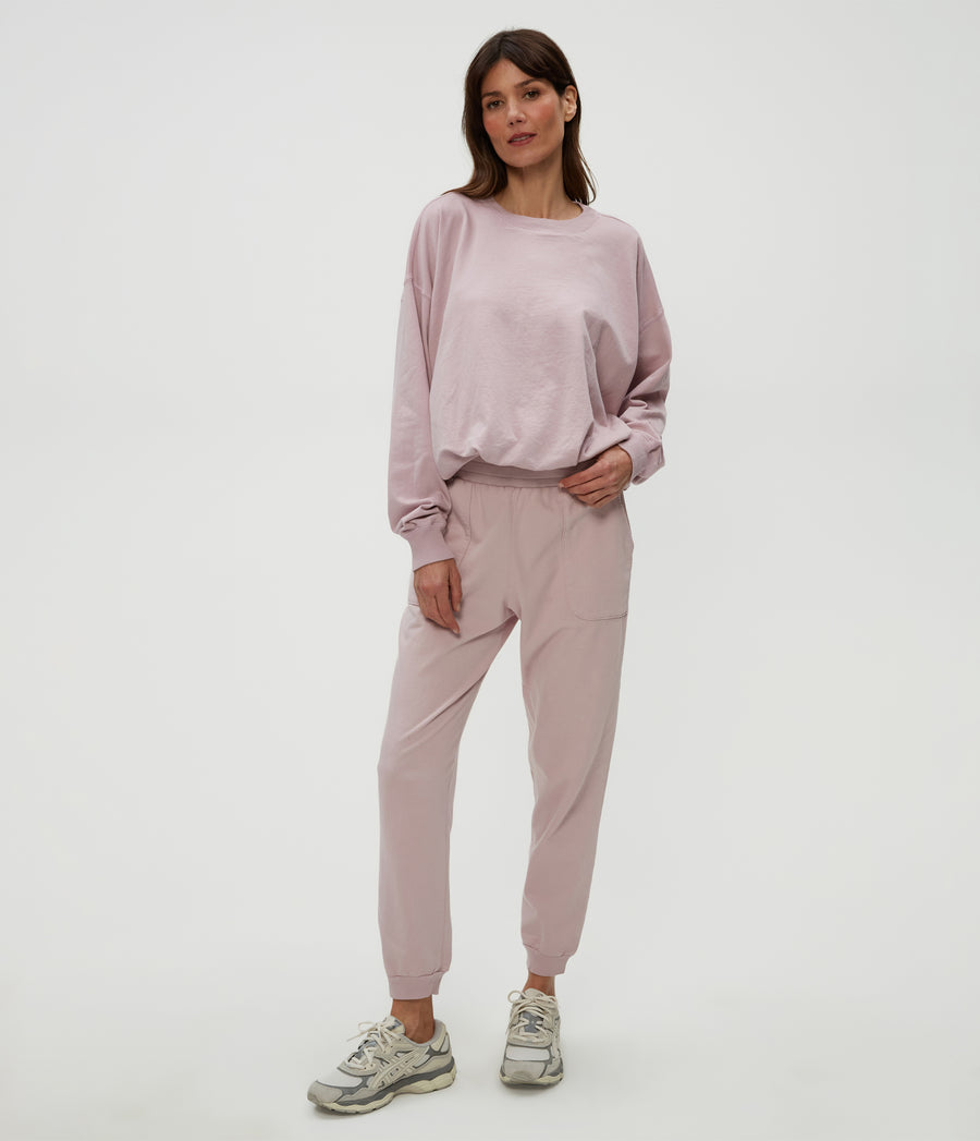 Mariah Bubble Sweatshirt in Sachet Pink Full Body View #SACHET