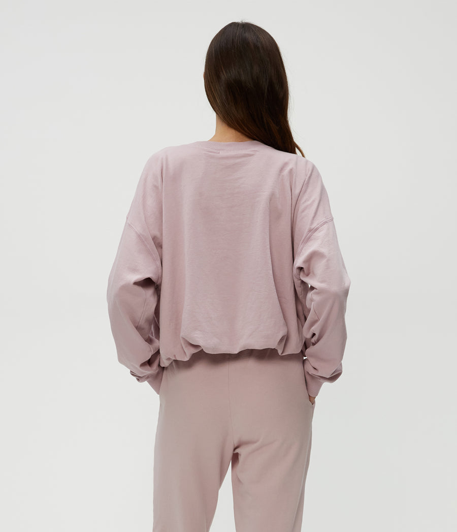 Mariah Bubble Sweatshirt in Sachet Pink Back View #SACHET