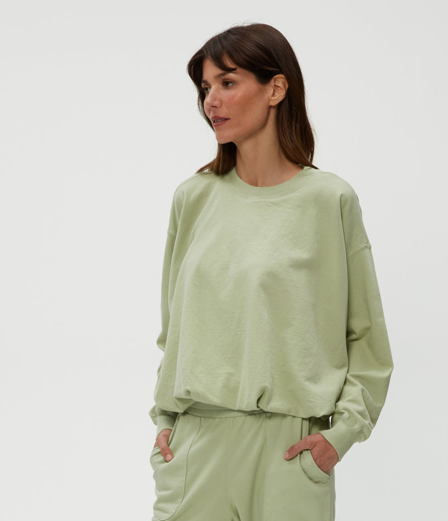 Mariah Bubble Sweatshirt in Seacrest Green Side View #SEACREST