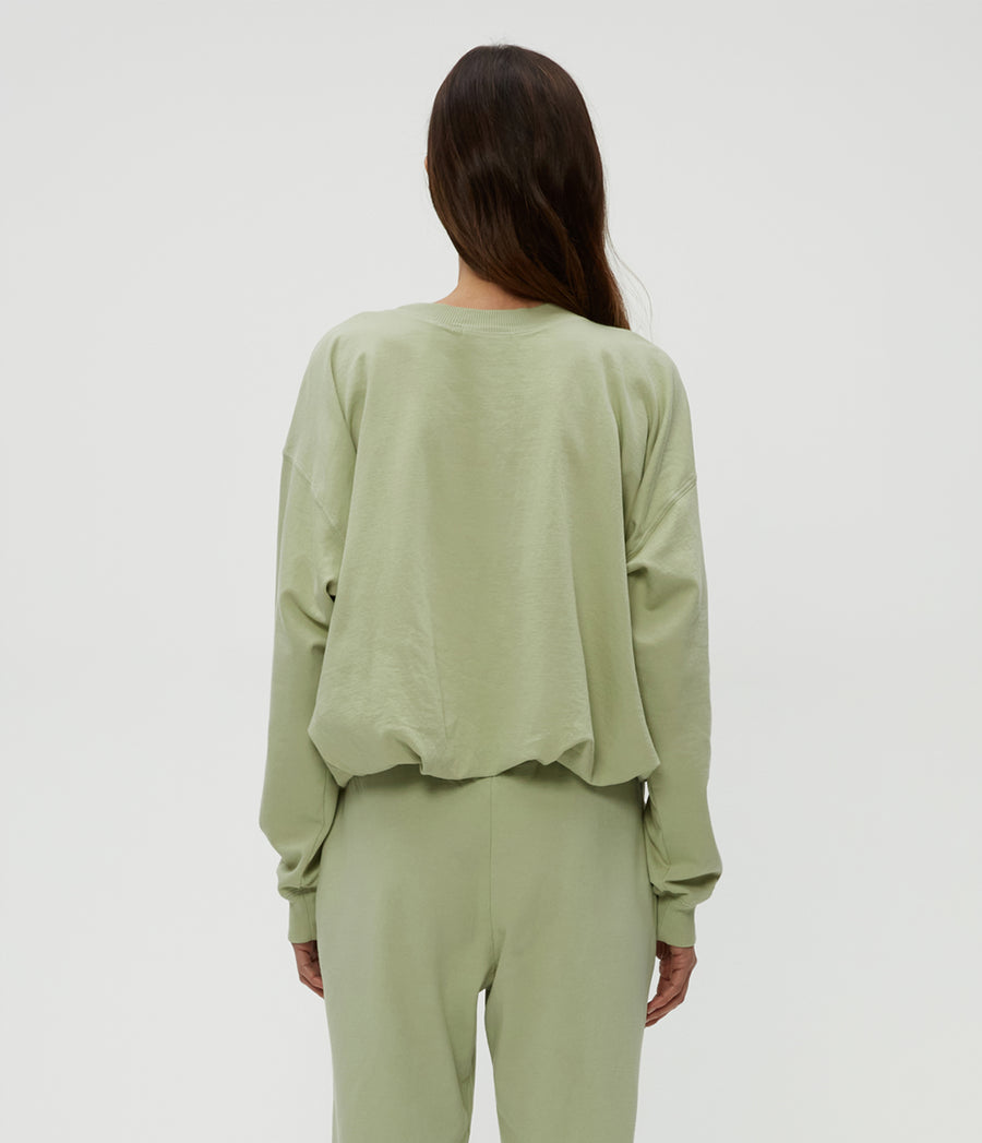 Mariah Bubble Sweatshirt in Seacrest Green Back View #SEACREST