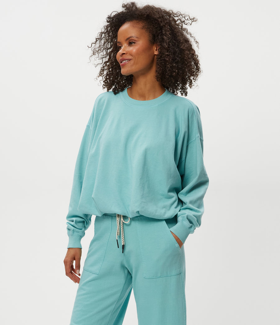 Mariah Bubble Sweatshirt in  SERENE BLUE Side View #SERENE