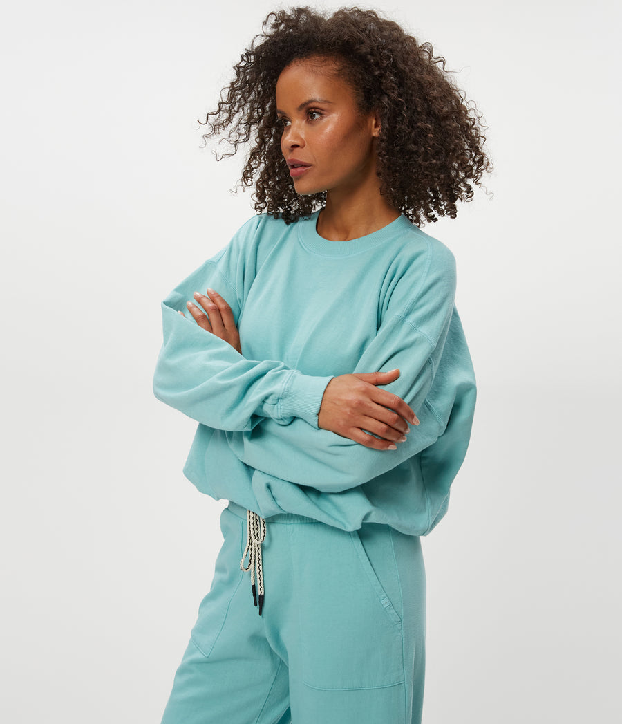 Mariah Bubble Sweatshirt in  SERENE BLUE up View #SERENE