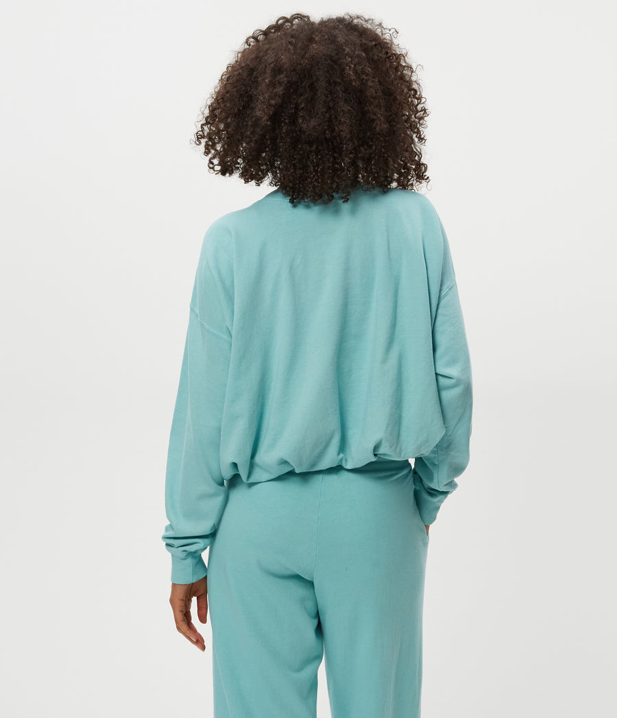 Mariah Bubble Sweatshirt in  SERENE BLUE Back View #SERENE