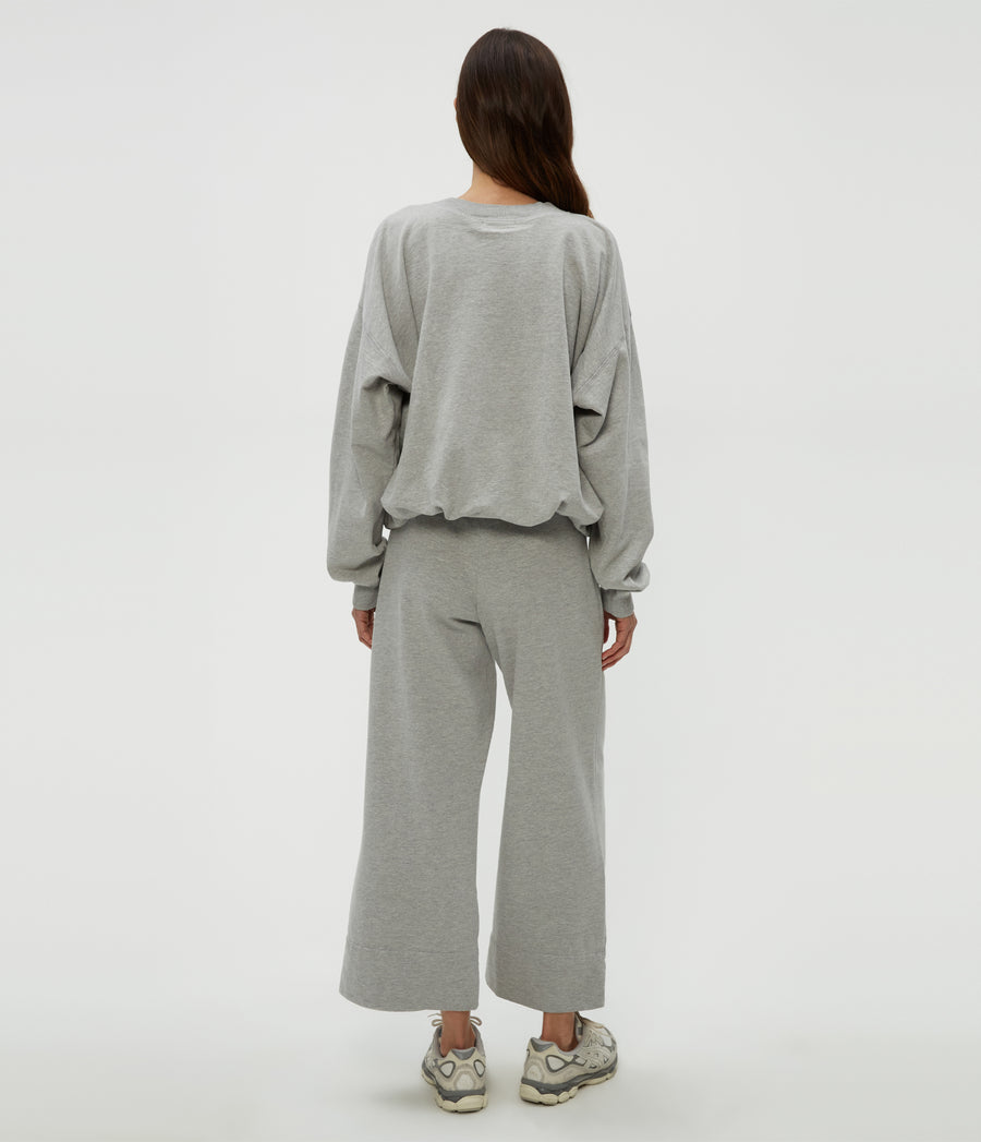 Sadie Drawstring Pant in Heather Grey Grey Back View #HEATHER GREY