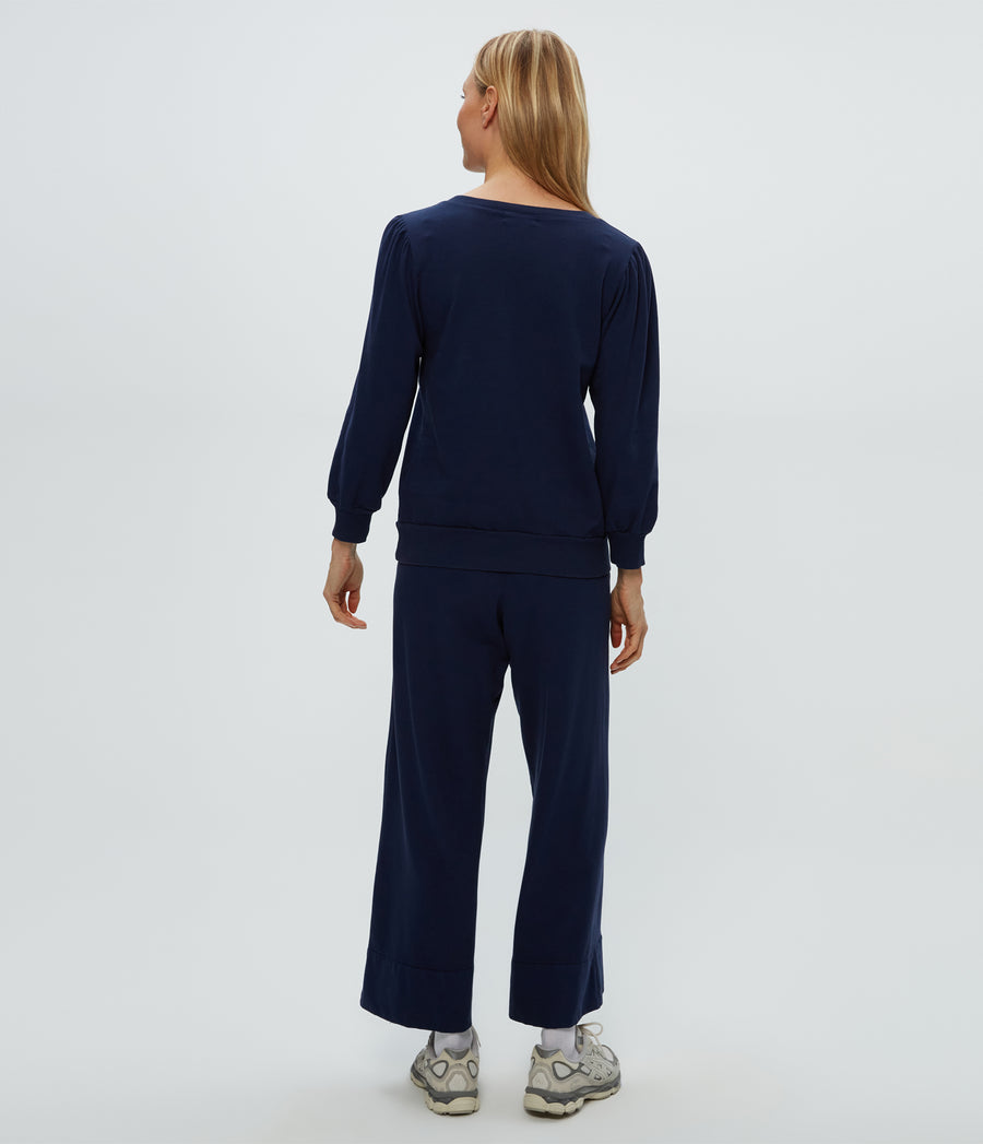 Sadie Drawstring Pant in Nocturnal Blue Back View #NOCTURNAL