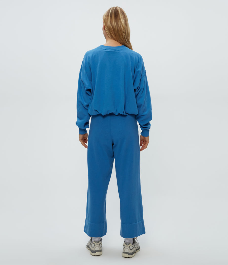 Sadie Drawstring Pant in Ocean Blue Back View #OCEAN