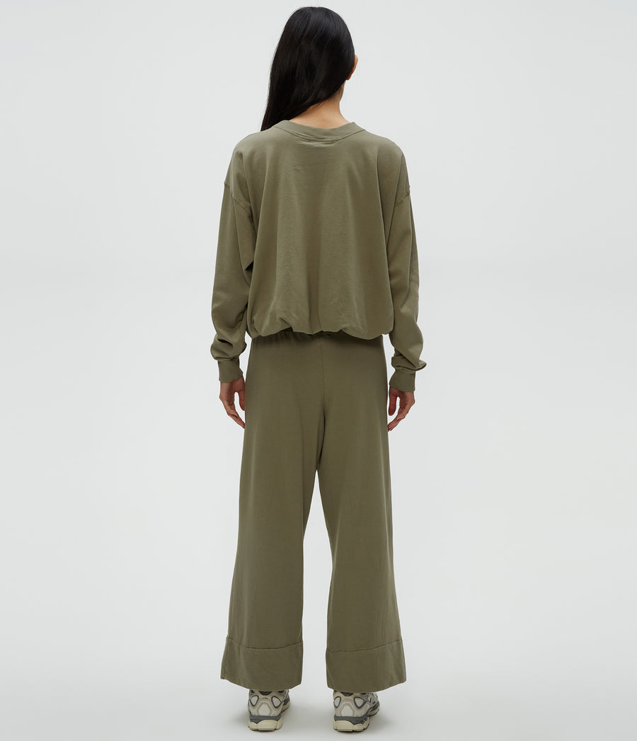 Sadie Drawstring Pant in Olive Green Back View #OLIVE