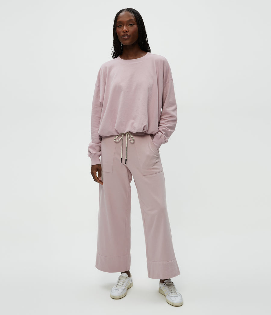 Sadie Drawstring Pant in Sachet Pink Close Up View #SACHET