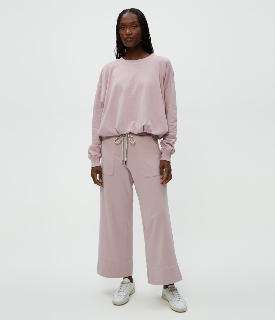 Sadie Drawstring Pant in Sachet Pink Full Body View #SACHET