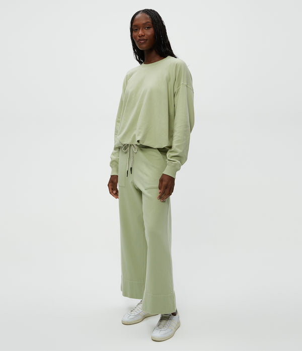 Sadie Drawstring Pant in Seacrest Green Side View #SEACREST