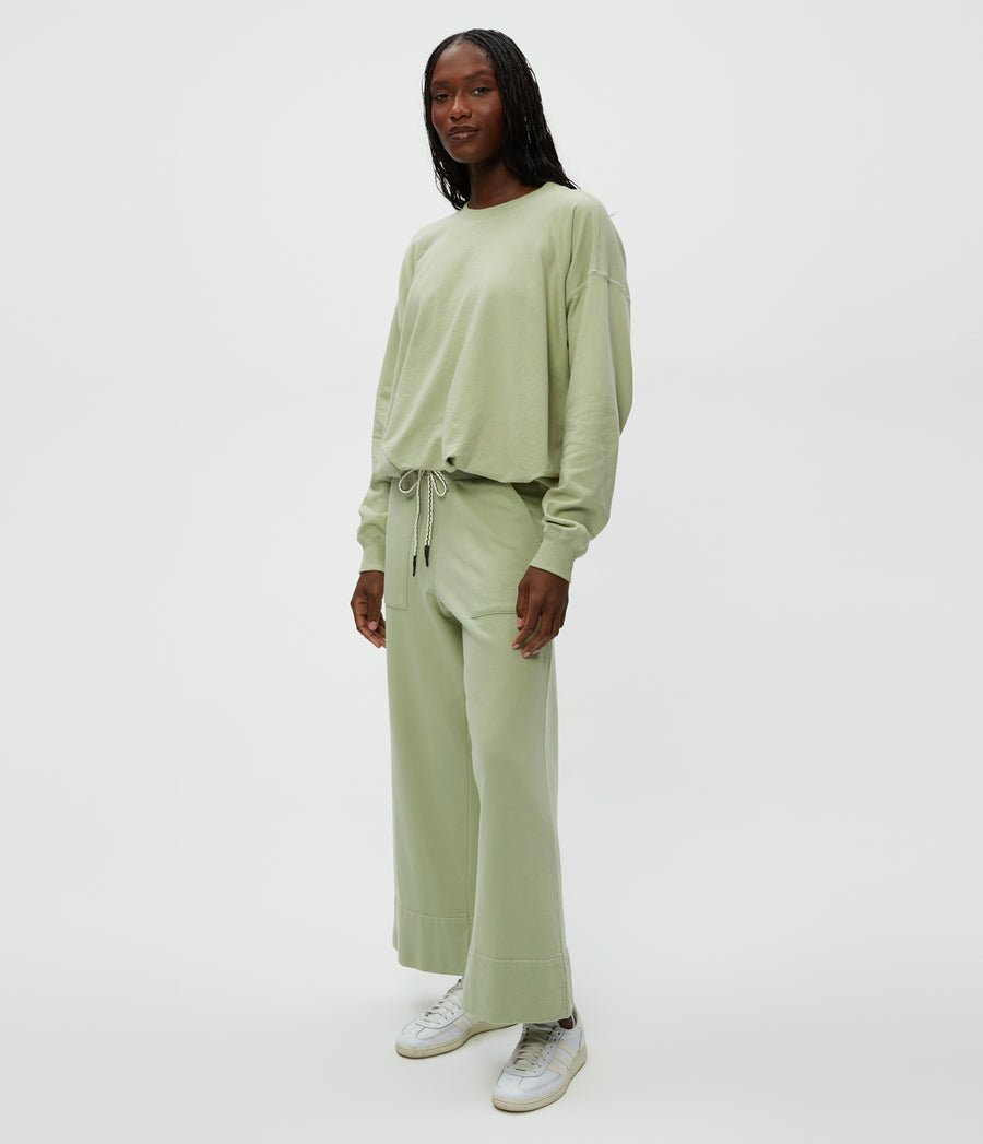 Sadie Drawstring Pant in Seacrest Green Side View #SEACREST