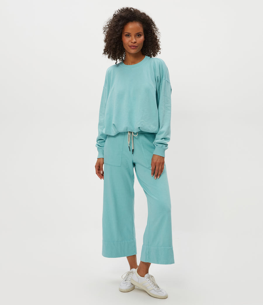 SADIE DRAWSTRING PANT in  SERENE BLUE up View #SERENE