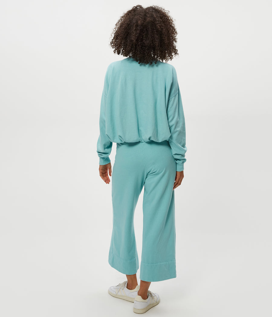 SADIE DRAWSTRING PANT in  SERENE BLUE Back View #SERENE
