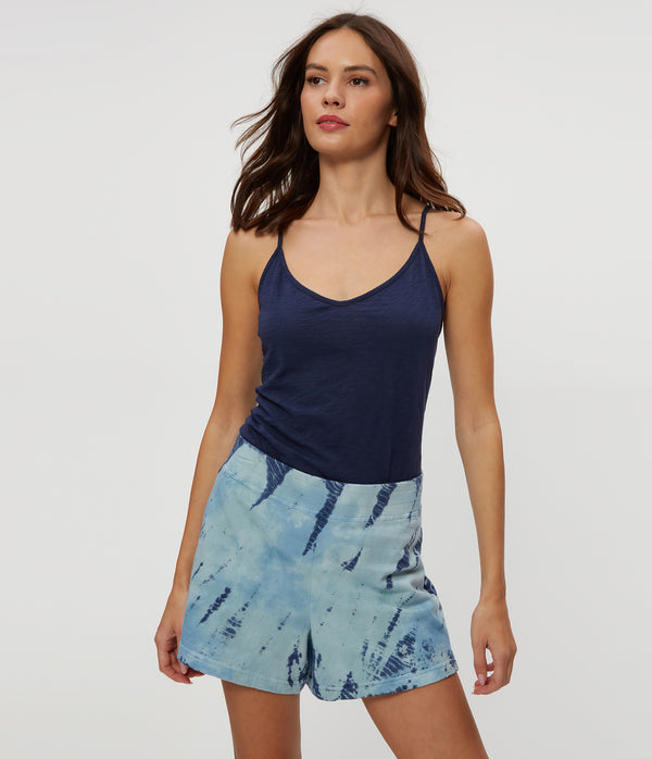 Shiloh Double Dye Short in LIGHT BLUE COMBO Close up View #LIGHT BLUE COMBO