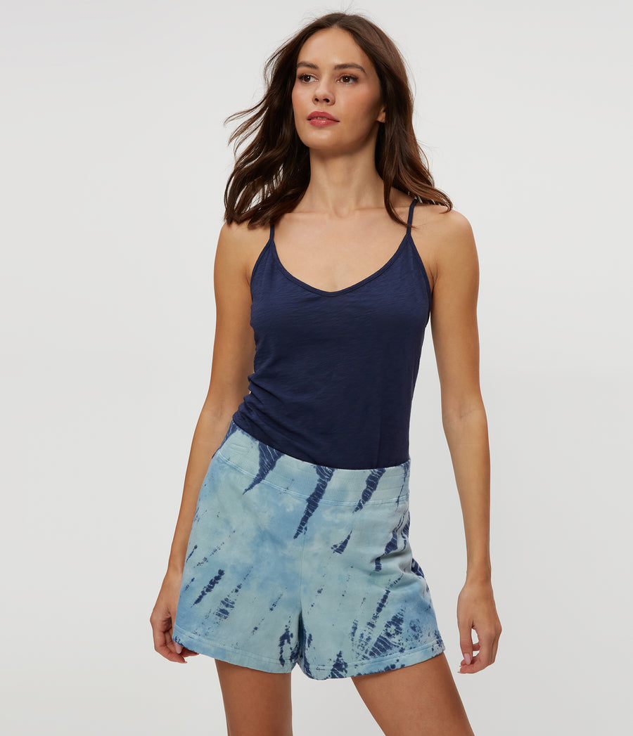 Shiloh Double Dye Short in LIGHT BLUE COMBO Close up View #LIGHT BLUE COMBO