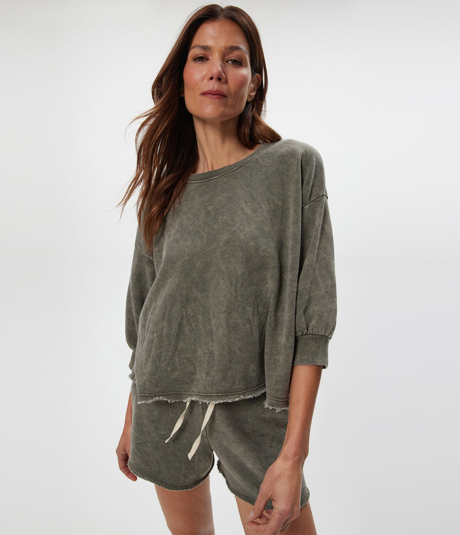 Liyah Collard Top in CAPER  Green Side View #CAPER