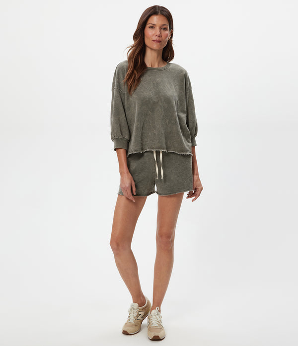 Liyah Collard Top in CAPER Green Full Body View #CAPER