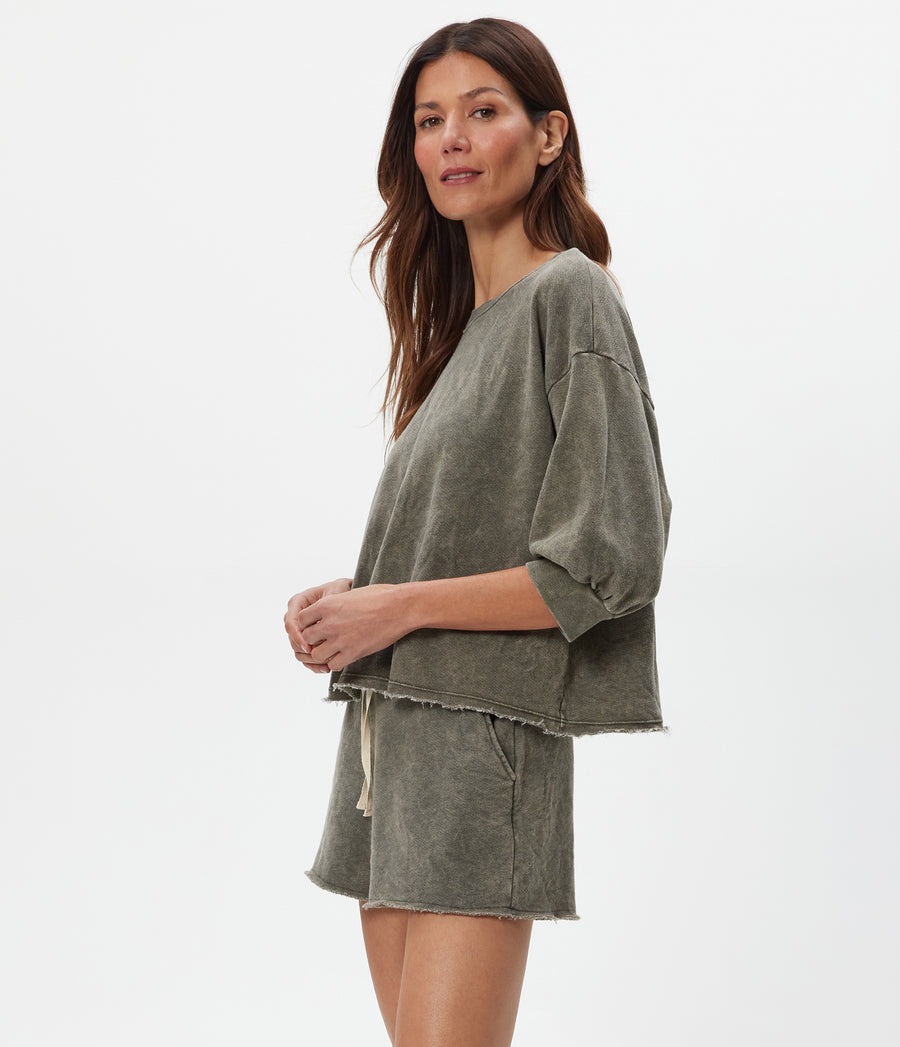 Liyah Collard Top in CAPER  Green Side View #CAPER