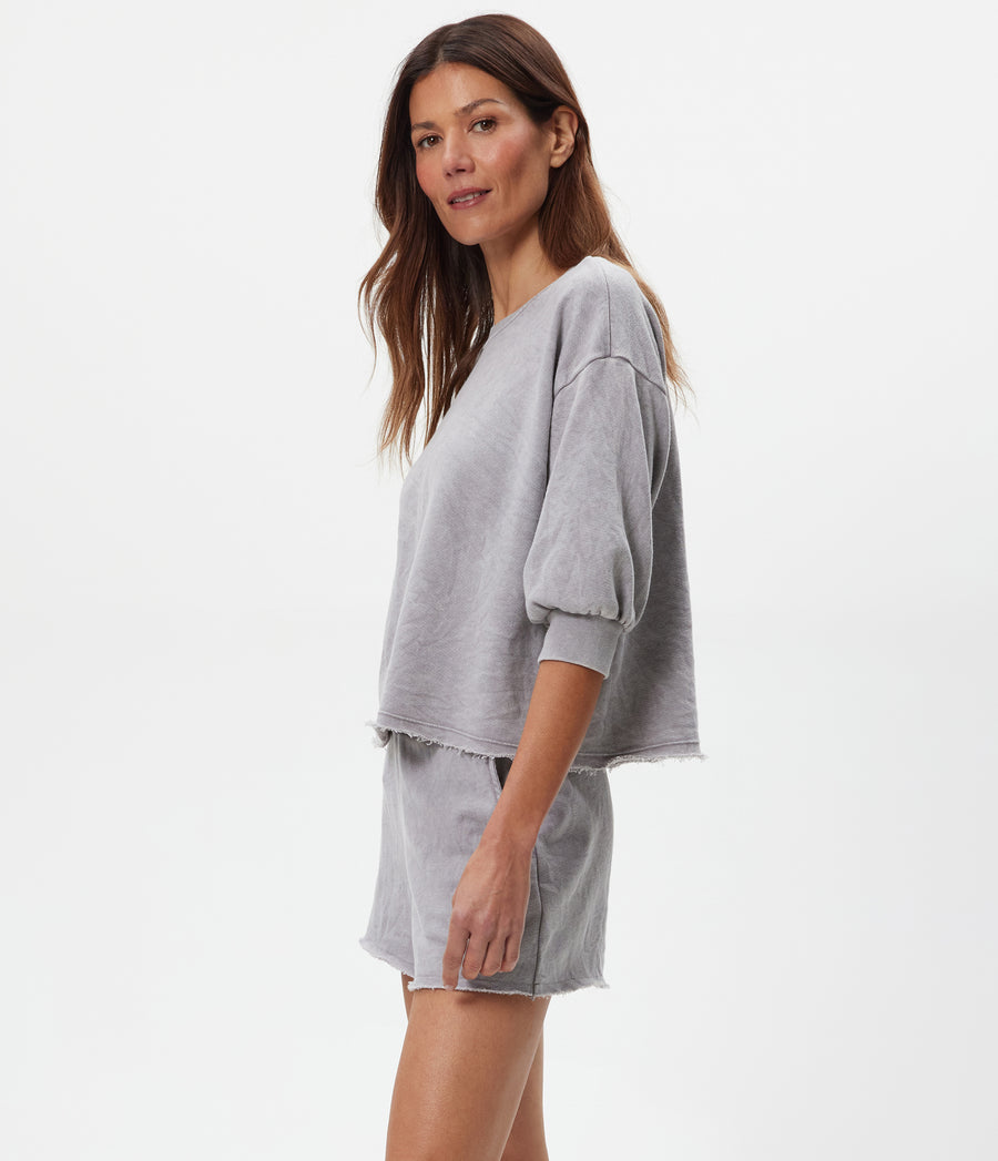 Julia Mineral Wash Pullover in ZINC Grey Side View #ZINC