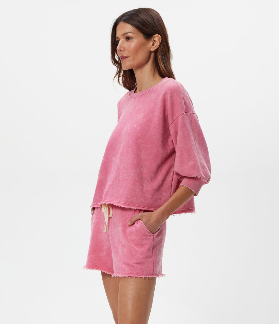 Otto Mineral Sweatshort in DRAGONFRUIT Pink Side View #DRAGONFRUIT