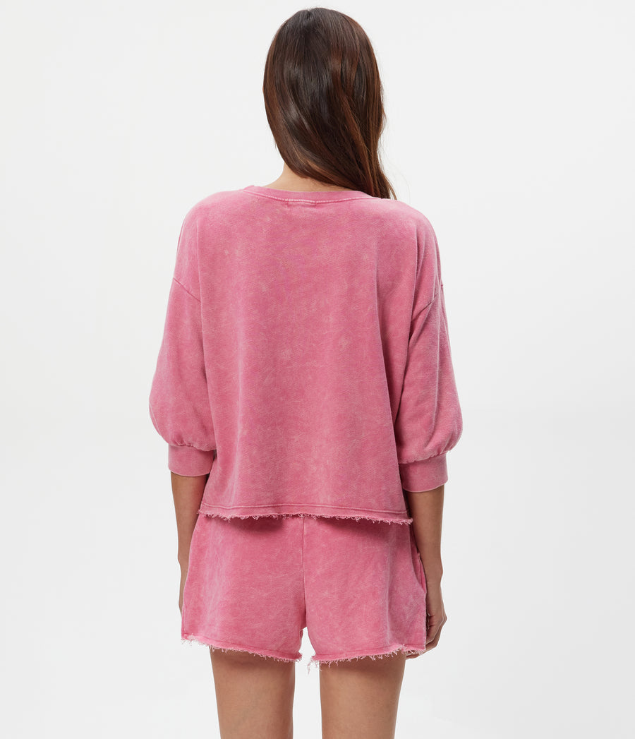 Otto Mineral Sweatshort in DRAGONFRUIT Pink Back View #DRAGONFRUIT