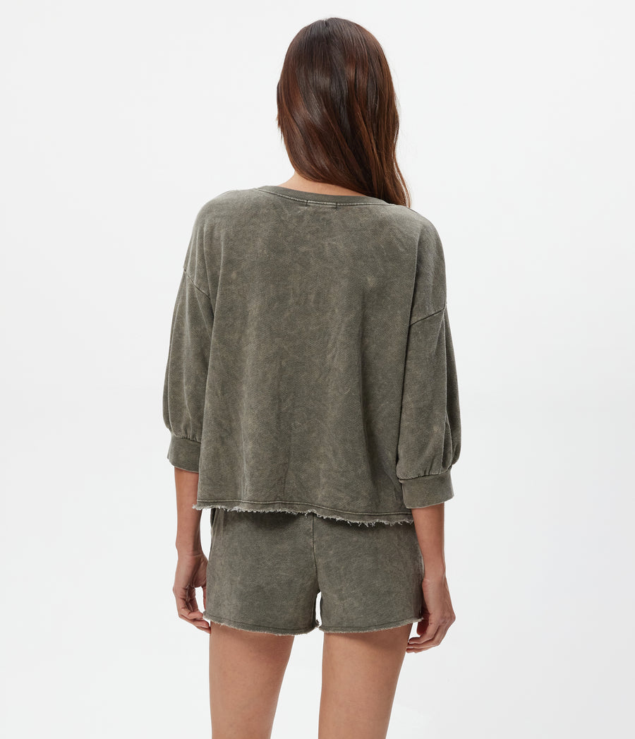 Otto Mineral Sweatshort in CAPER Green Back View #CAPER