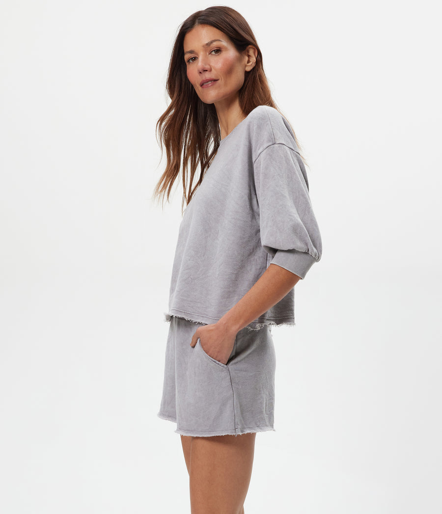 Otto Mineral Sweatshort in ZINC Grey Side View #ZINC