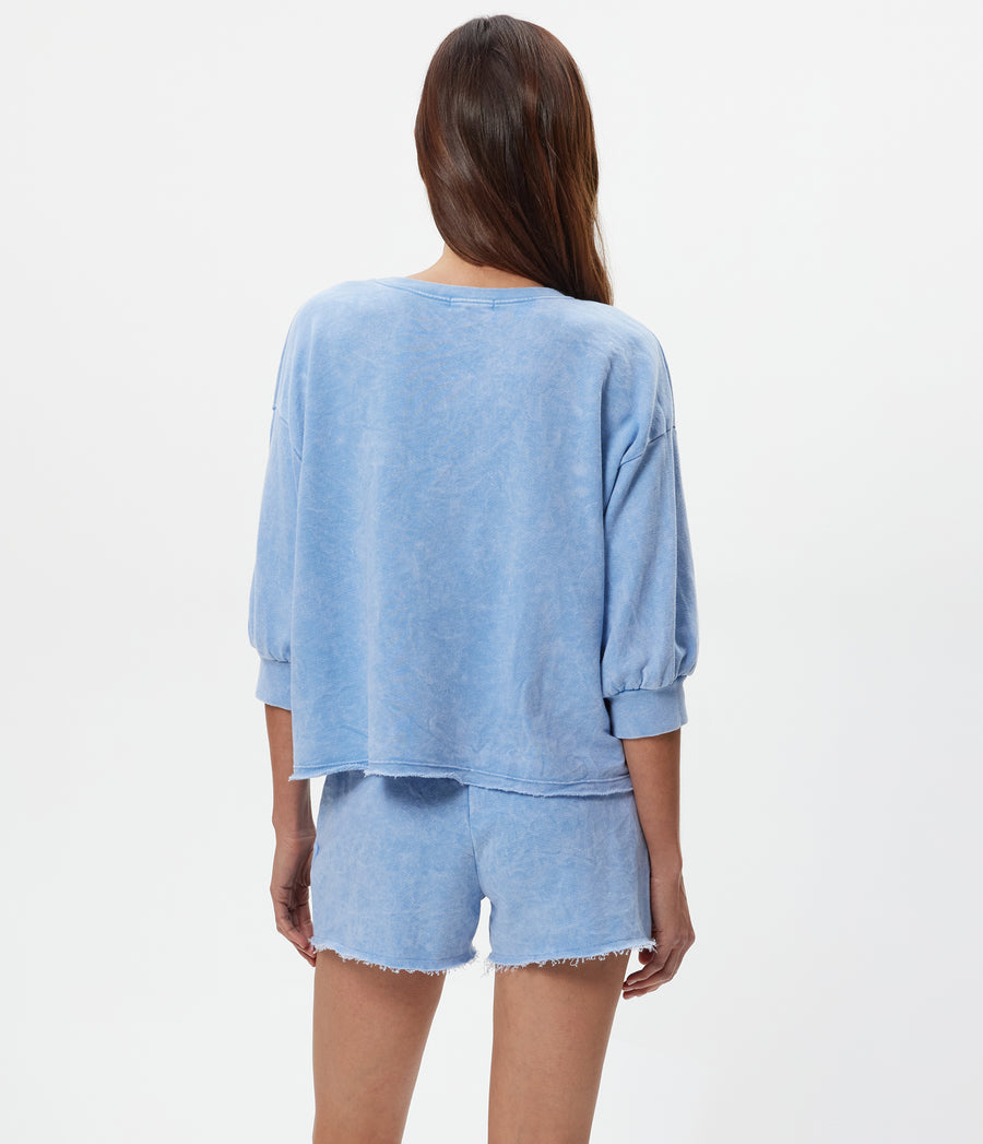 Otto Mineral Sweatshort in SKY Blue Back View #SKY