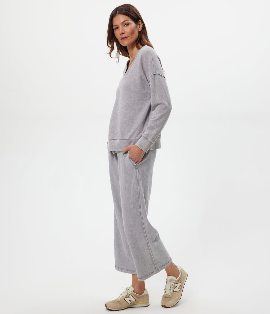 Jaden Mineral Wash Cropped Pant in ZINC Grey Side View #ZINC
