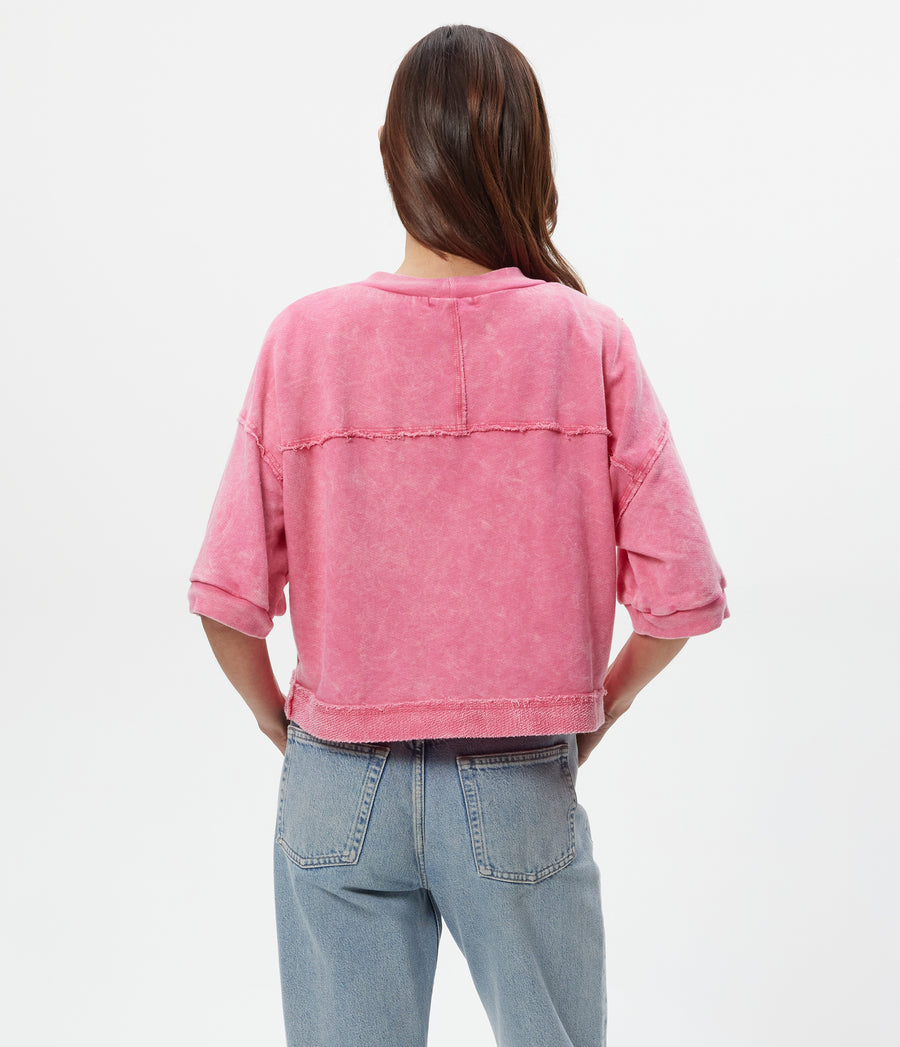Marlow Mineral Wash Cardigan Back View #DRAGONFRUIT