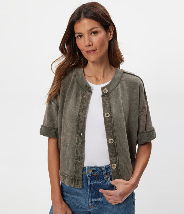 Marlow Mineral Wash Cardigan Front View #CAPER