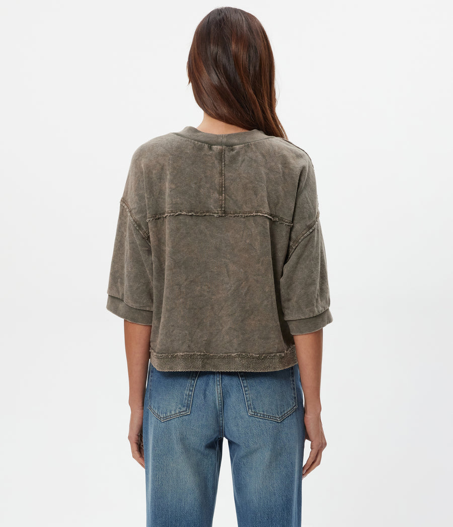Marlow Mineral Wash Cardigan Back View #CAPER