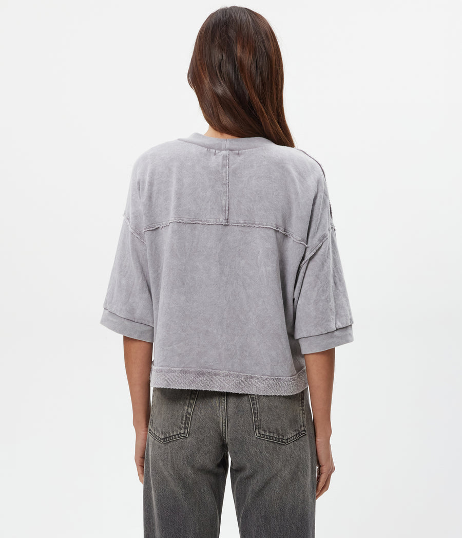 Marlow Mineral Wash Cardigan Back View #ZINC