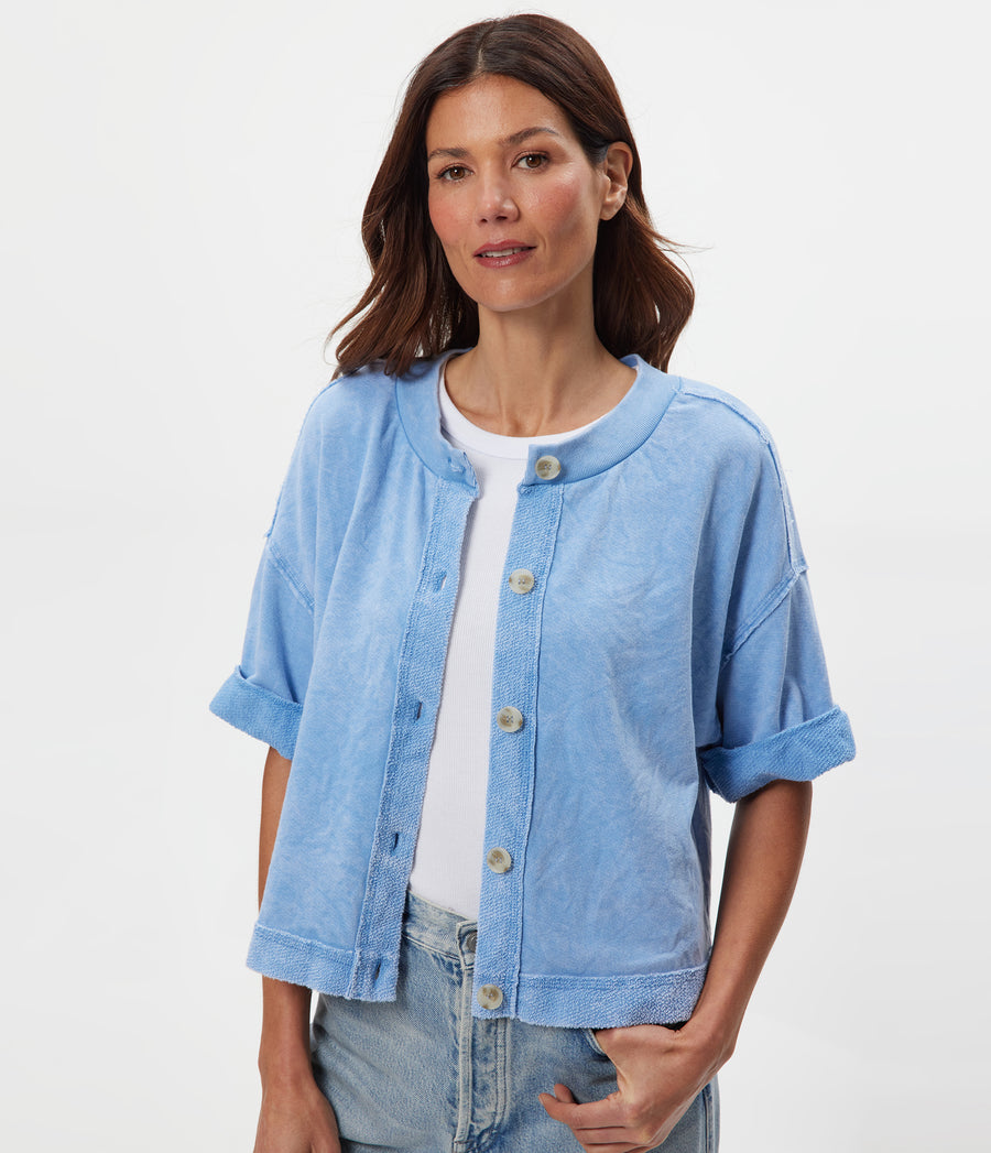 Marlow Mineral Wash Cardigan Front View #SKY