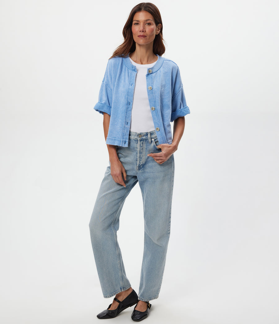 Marlow Mineral Wash Cardigan Full View #SKY